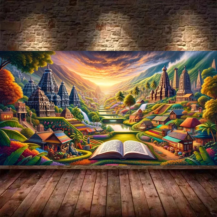 

Деревня заката пейзаж фэнтезийные книги большой размер Diy алмазная живопись Древо жизни дом полная мозаика вышивка картина 200x100 см