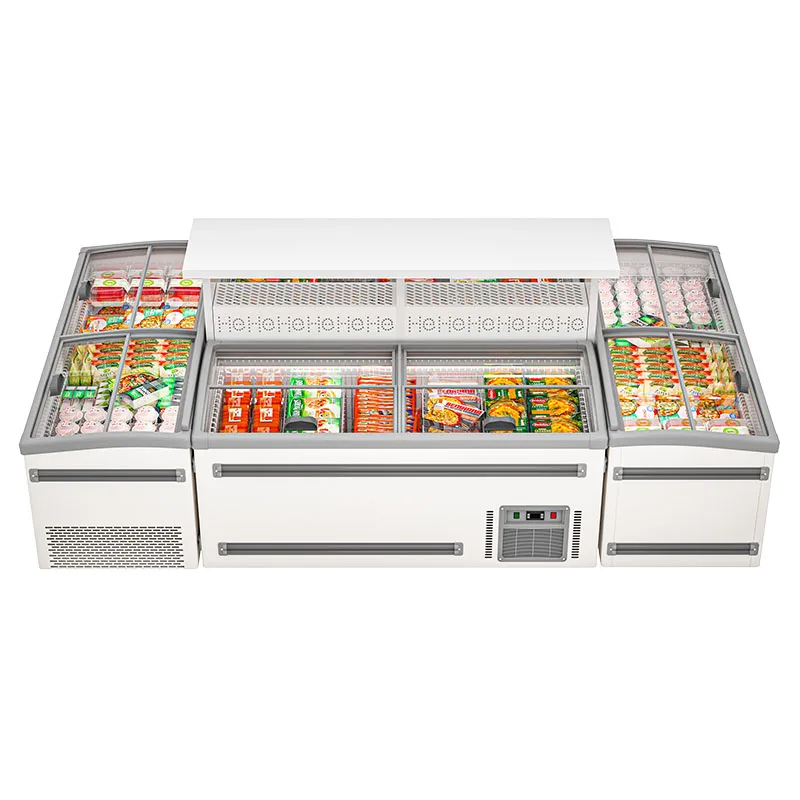 FL Island Style Refrigerated Cabinet Commercial Open Chest Fridge For Shopping Center Frozen Meat Grocery Display Cabinet