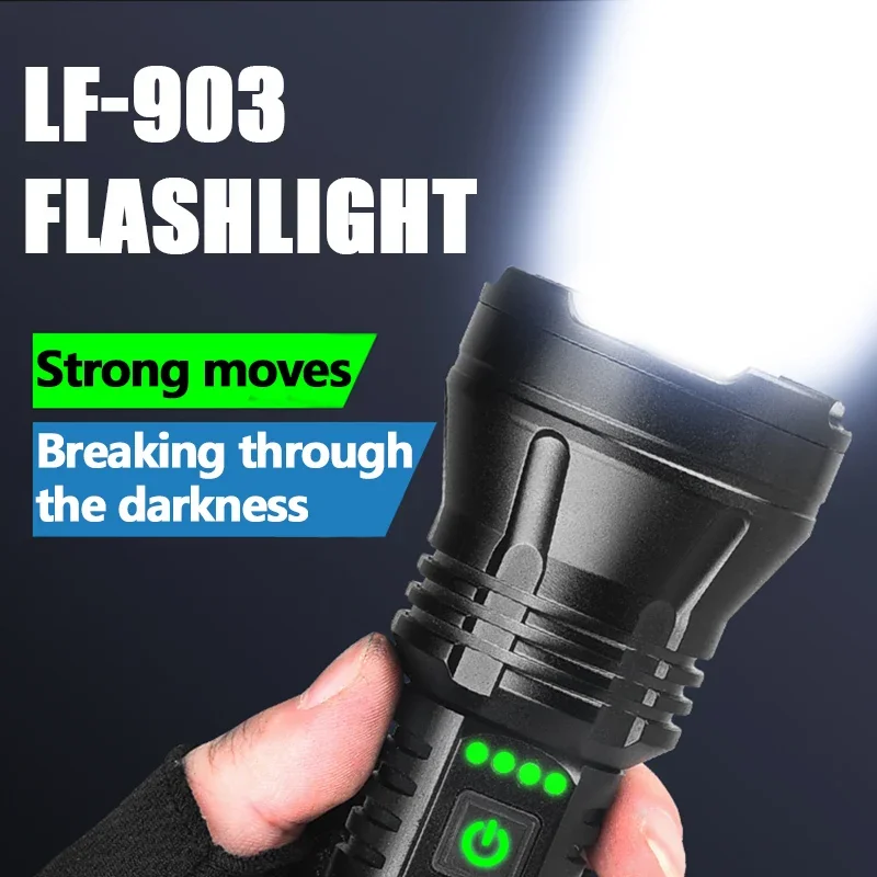 LiitoKala LF-903 USB flashlight, portable, ultra bright, long-distance, outdoor, home, built-in battery