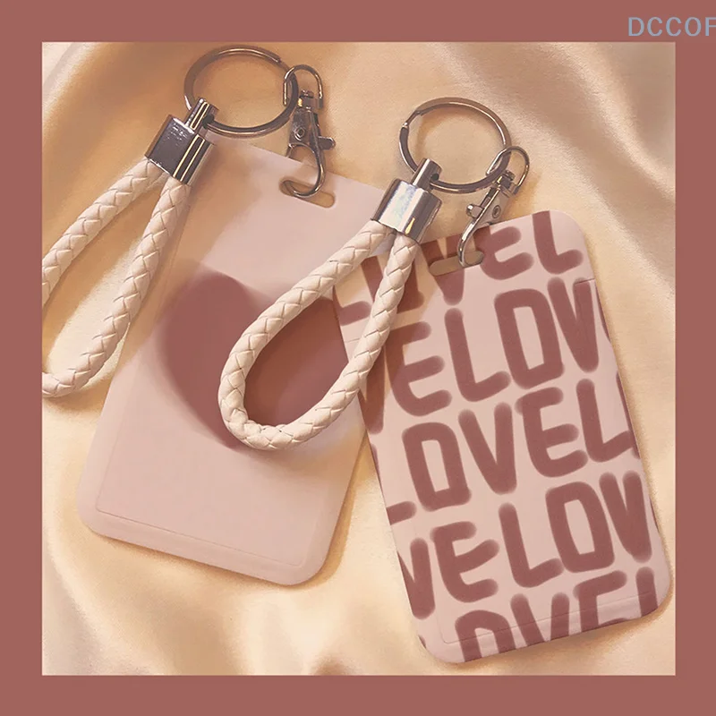 Cartoon Card Holder Photocard Holder Keychain Students Card Protectors Pink ID Bank Cards Cover School Stationery