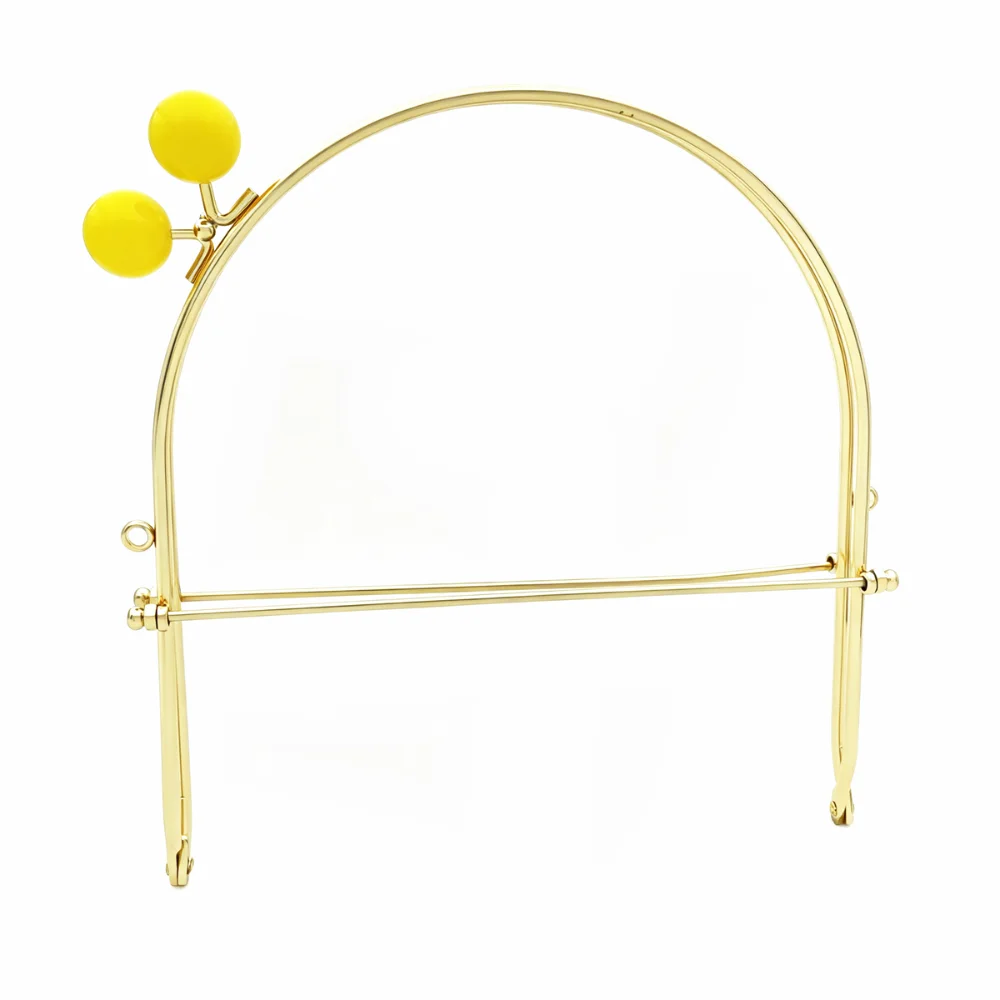 New Gold Plated Metal Bag Metal Handle Colorful Bead Head U-Shaped Frame Handbag Hardware Bag Making Supply Bag Repair