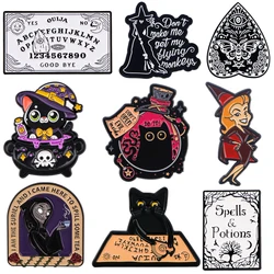 Funny Witch Enamel Pin Black Cat Women Brooches Lapel Pins Badges on Backpack Clothes Accessories Punk Jewelry Holiday Gifts