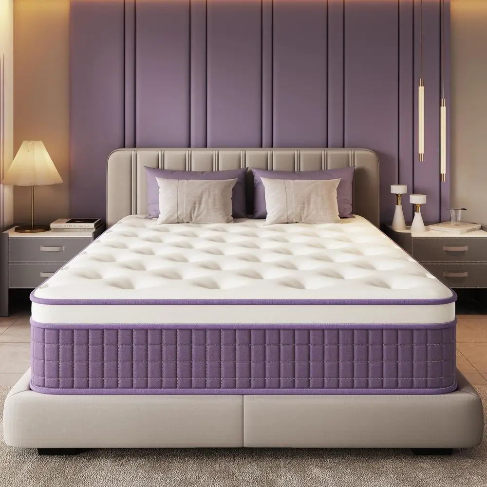 Colchón Híbrido King Size de 12 Pulgadas en Caja, Certificado CertiPUR-US, con Espuma Viscoelástica en Gel y Resortes Encapsulados, Alivia la Presión