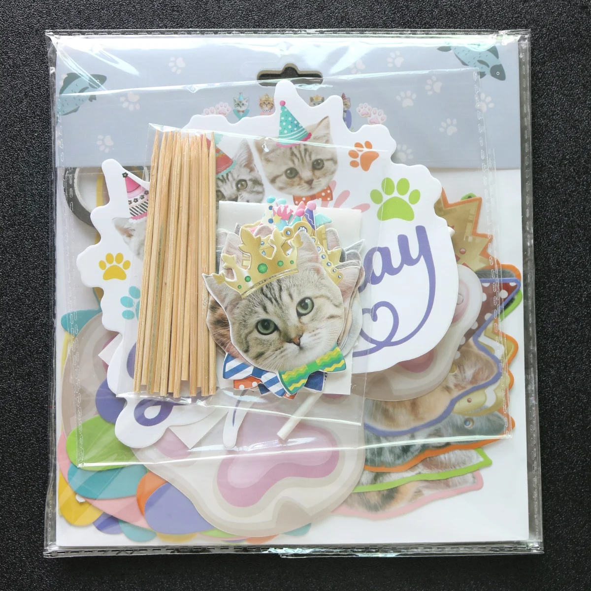 Geburtstagsparty-Dekoration mit Katzenmotiv, Banner „Happy Birthday“ für Kätzchen, Kuchendeckel, Zubehör für Geburtstagsdekorationen für Jungen und Mädchen – Detail 6