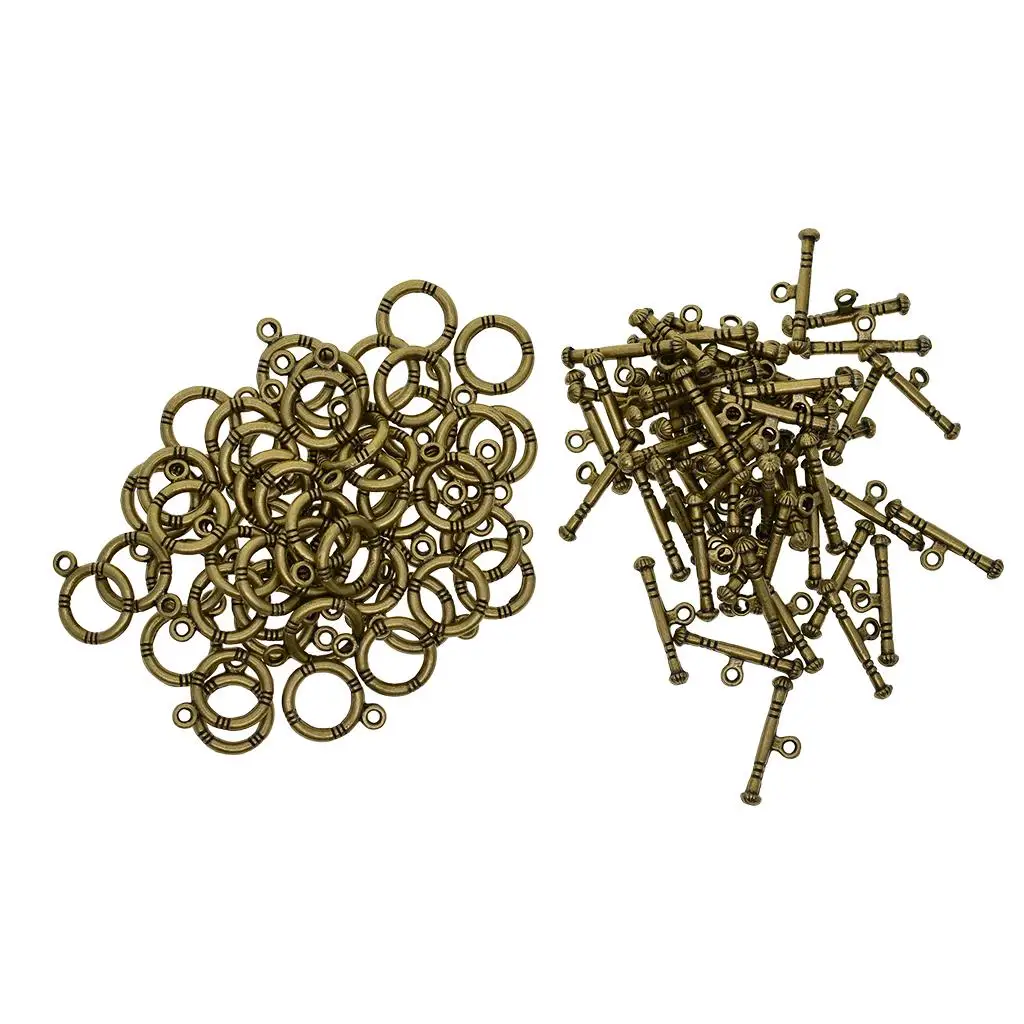 Artesanato Toggle Fecho para Fazer Jóias, Bronze Closure, Metal, Bulk, 50Pcs