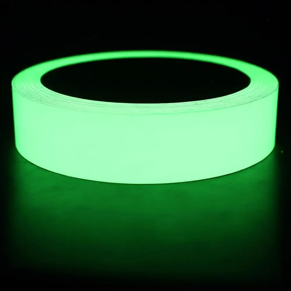 1 Roll Glow in Dark Tape Long Lasting Fluorescent Luminous Self Adhesive Sticker Outdoor Sports Night Decor Home Safety Mark