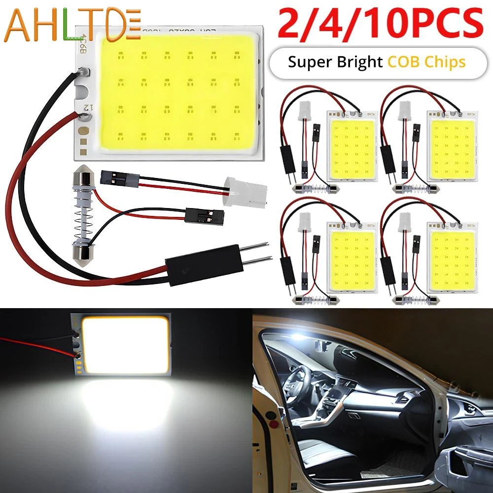 2/4/10X Car Ceiling Dome Lamp 24/36/48 SMD Interior Reading License Plate Signal Light LED T10 COB W5W C5W Auto Trunk Bulb White