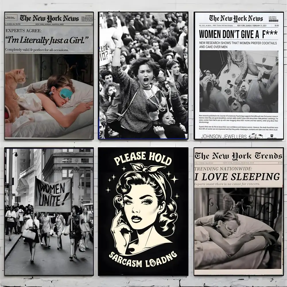 graphic art feminist VERENIX Retro Black And White Feminist Poster Superior Home Space  Indoor Decorative Art & Home Decor