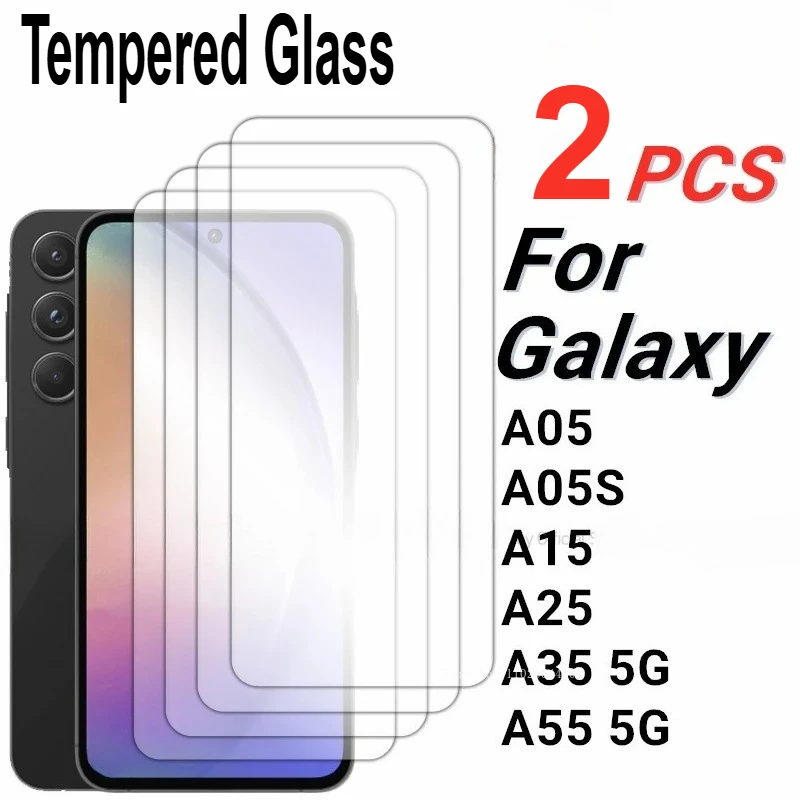 

2PCS HD Film Screen Protector for Samsung Galaxy A55 Tempered Film for Samsung Galaxy A05S A05 A15 A25 A35 A55 5G Tempered Glass