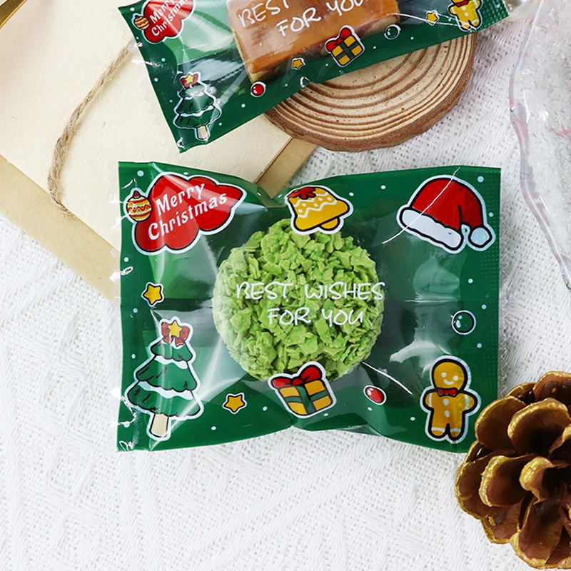 100 ชิ้นคริสต์มาส Hot Seal ถุงขนมสําหรับ Handmade Candy Nougat บิสกิตบรรจุภัณฑ์ XmasNew Year Party ตกแต่ง