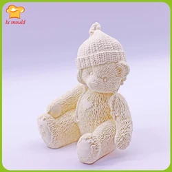 LXYY New Christmas Hat 3D Bear Candle Silicone Mold Chocolate Candy Baking Mould Christmas Craft