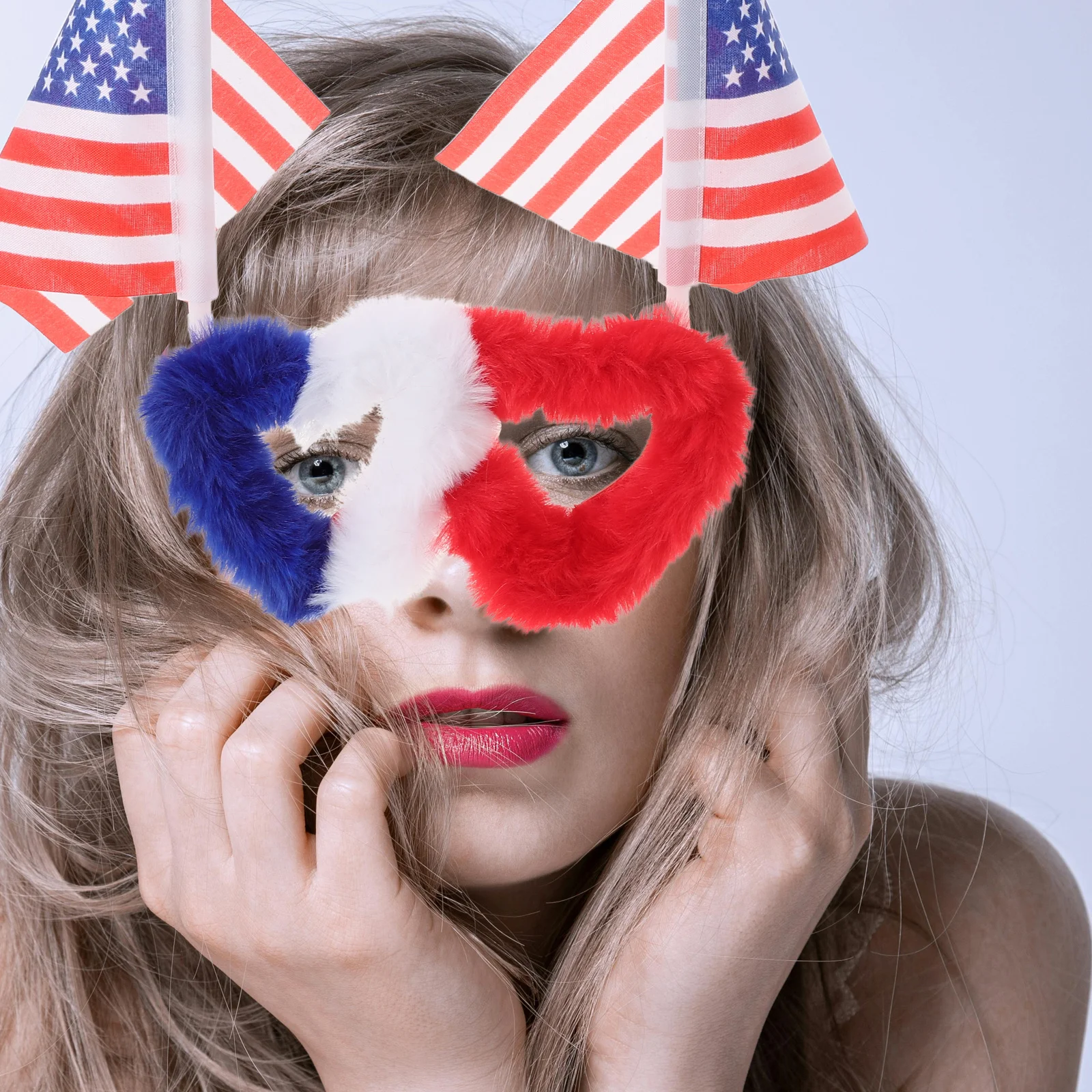 

Fan Decorative Glasses Heart Shaped Frame American Flag Lens Lightweight Party Eyewear For Soccer Football Festival
