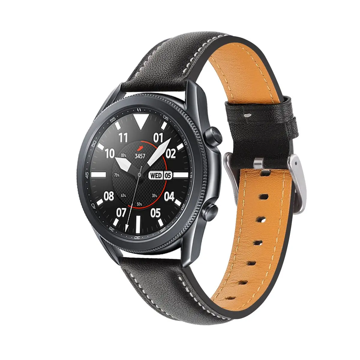 Compatible replacement strap for Galaxy Watch 3, 45mm smart watch strap brown/black