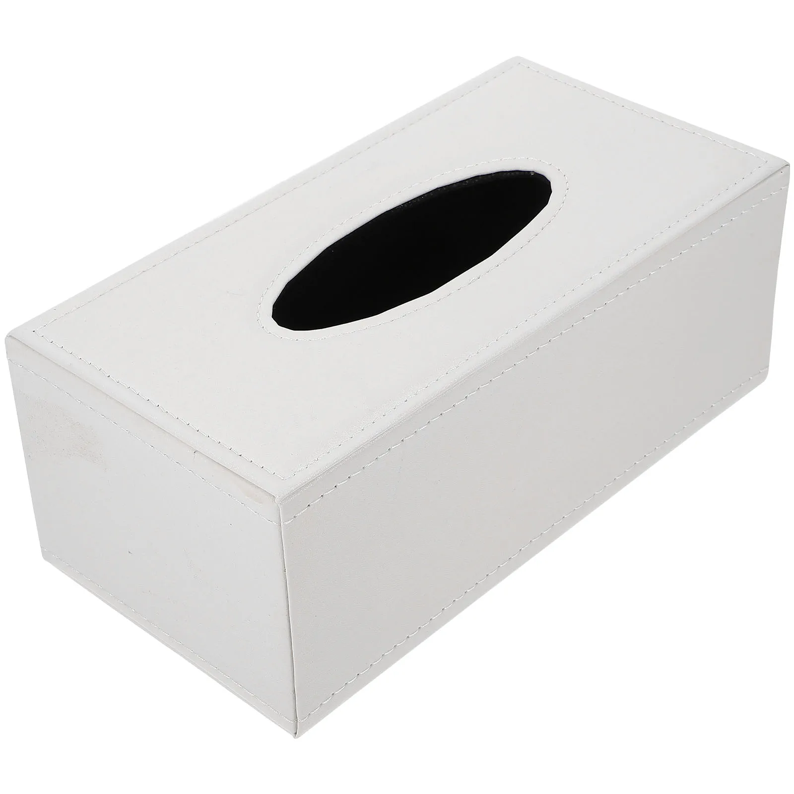 

Rectangular Tissue Box White PU Large Size Smooth Surface Comfortable H Feeling No Burrs Reliable Material Simple Style