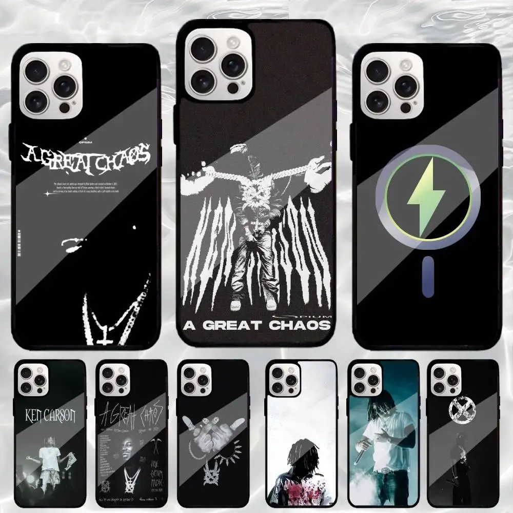 

Ken Carson More Chaos Phone Case For iPhone17,16,15,14,13,12,11 Plus,Pro Max Magnetic For Magsafe Wireless Charging