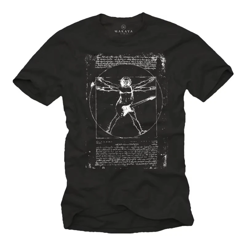 

2025 New ROCK MAN Da Vinci Vintage Rocker TShirt Men Women Summer Cotton Short Sleeve American Retro Artistic Graphic Streetwear