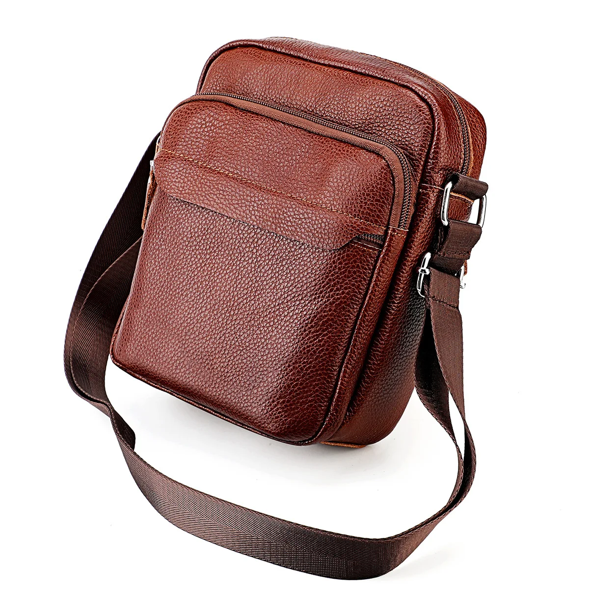 Men's Handbag Top Layer Cowhide Single Shoulder Bag Daily Simple Trendy Brand Backpack Lightweight Men's Crossbody Bag