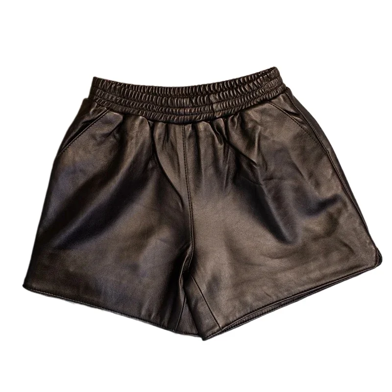 Genuine Sheepskin Leather Shorts for Women Summer 2024 Female Boot Short Slim Simple Women's Short Ropa De Mujer Zjt2468