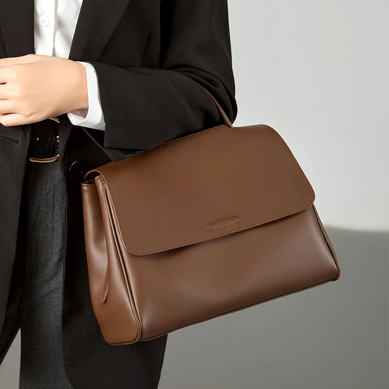 

Cowhide Genuine Leather Shoulder Bags Ladies High Quality Casual Totes Messenger Bag Female Retro Luxury Large Capacity Handbags