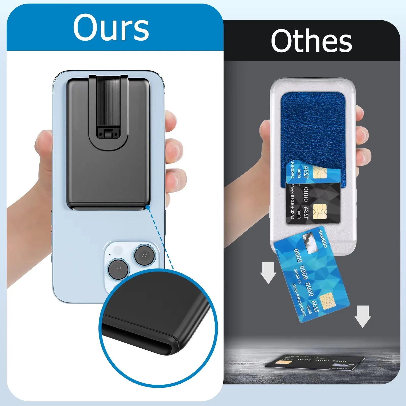 Adhesive Phone Card Holder Stick-on Wallet ID/Credit Card Holder Pouch Sleeve Back Card Holder Pocket for iPhone Samsung Galaxy
