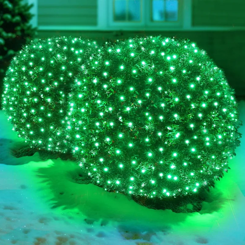 

Led Green Christmas Net Lights Outdoor Christmas Bushes Lights 120Led 6ftx5ft, Connectable Outdoor Indoor Christmas Mesh Net Lig