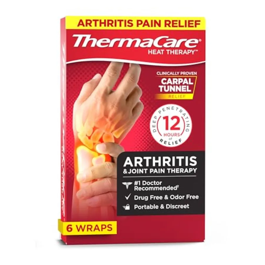 

ThermaCare Portable Heating Pads for Joint Muscle Pain Relief XL Size MultiPurpose Heat Wraps for OntheGo Comfort 6Count Pack I