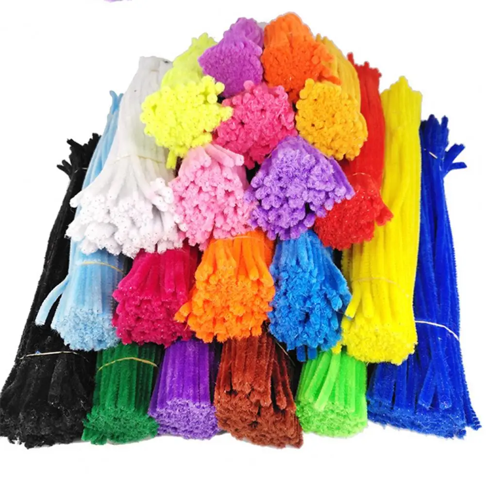 100Pcs Kids Pipe Cleaners Set Fuzzy DIY Art Craft Flexible Craft DIY Pipe Cleaners Children Chenille Stems Educational Toys Gift