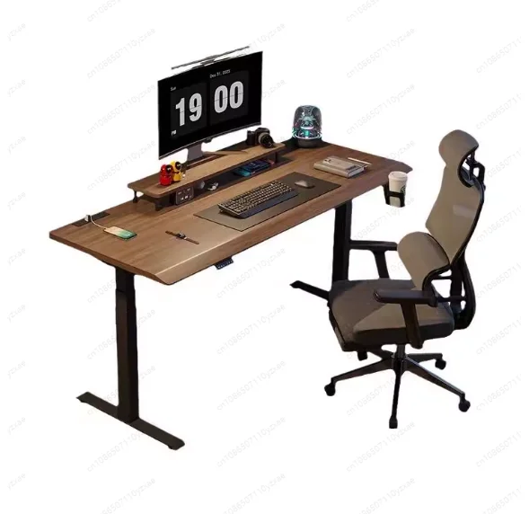 

Solid wood electric lifting table rubber wood panel intelligent office computer desk lifting desk silent and stable
