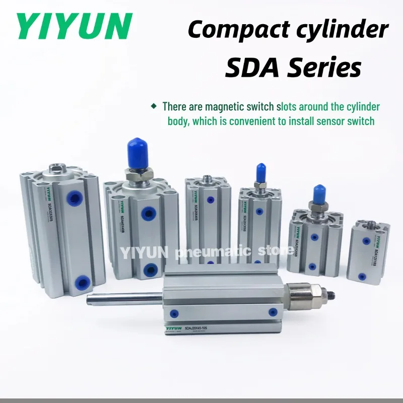 SDA100X5X10X15X20X25X30X35X40X45X50X60X70X80X90X100 S B SB YIYUN Pneumatic components air tool Compact Cylinder SDA Series