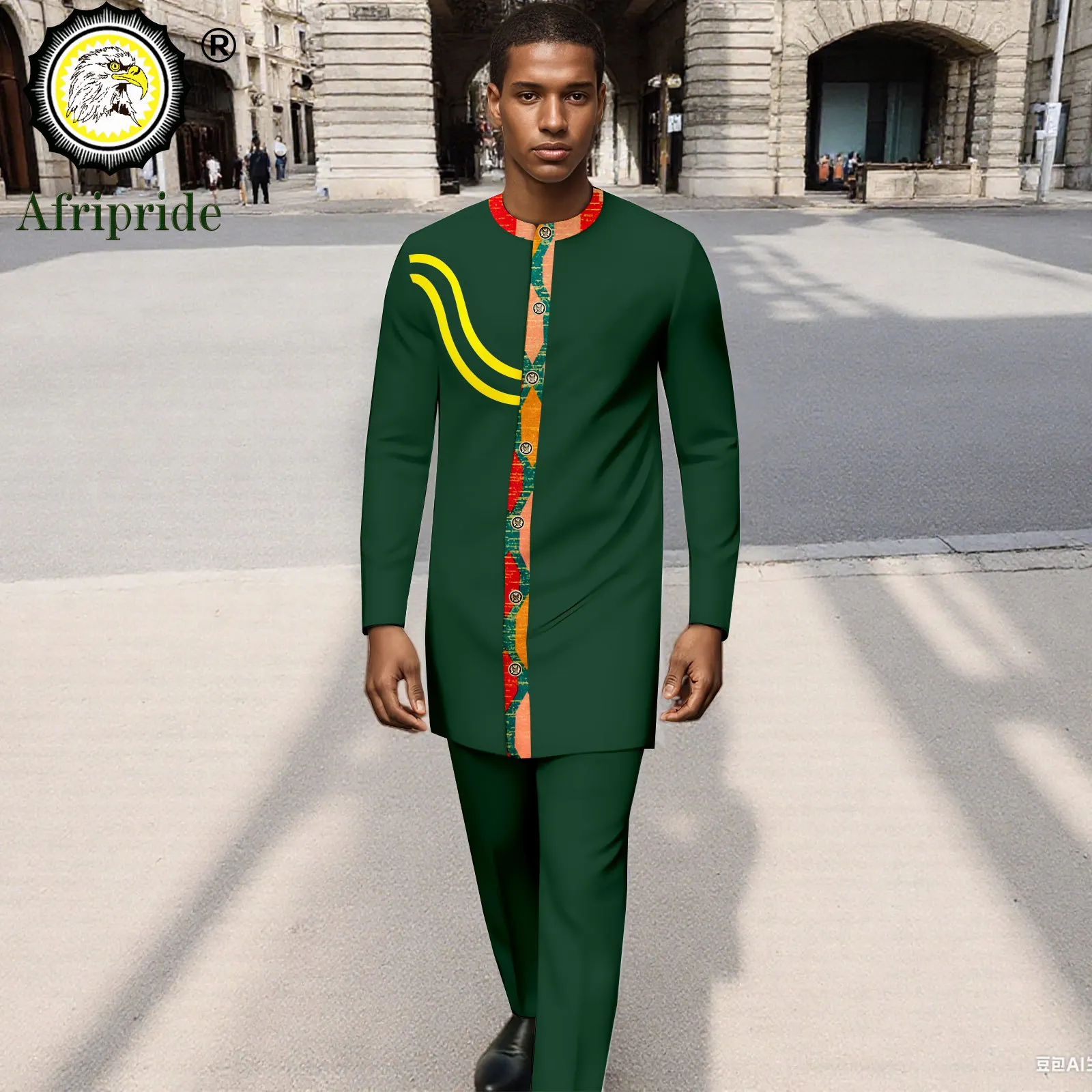 

Men`s Bussiness Suit Slim Fit Embroidery Single Breasted Print Blazer and Pants Set Formal Outfits African Clothes 2516088