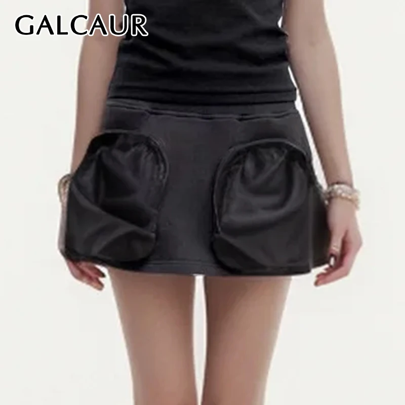 

GALCAUR Streetwear Skirt For Women Minimalist Hight Waist Spliced Pocket Slimming Mini Bodycon Skirt Female Summer Clothing 2024