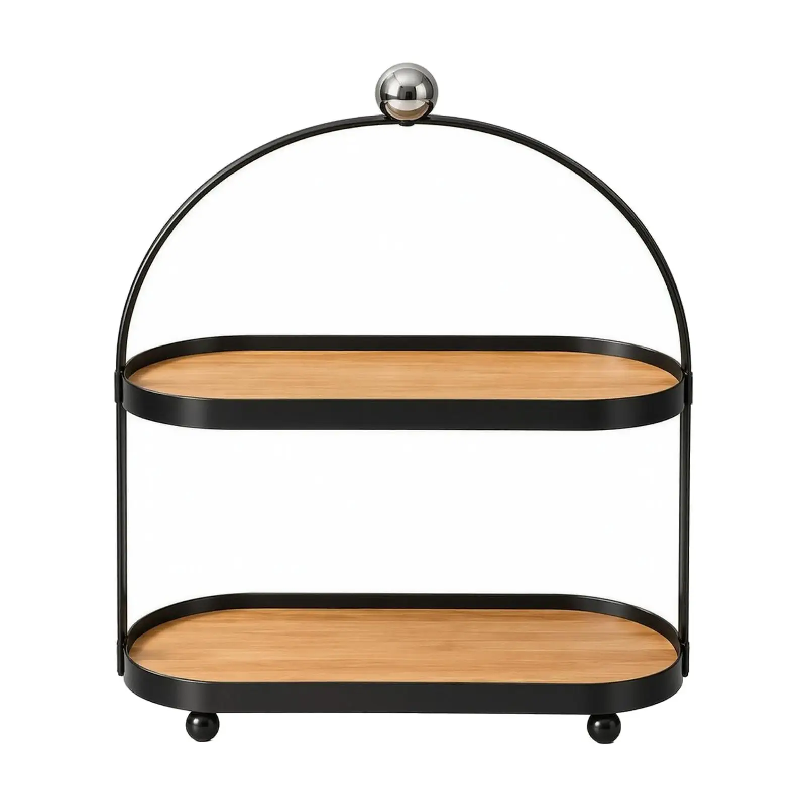 Arched Metal Wood Spice Rack Shelf Countertop Organizer for Kitchen Storage Condiment Bottle Cosmetic Holder