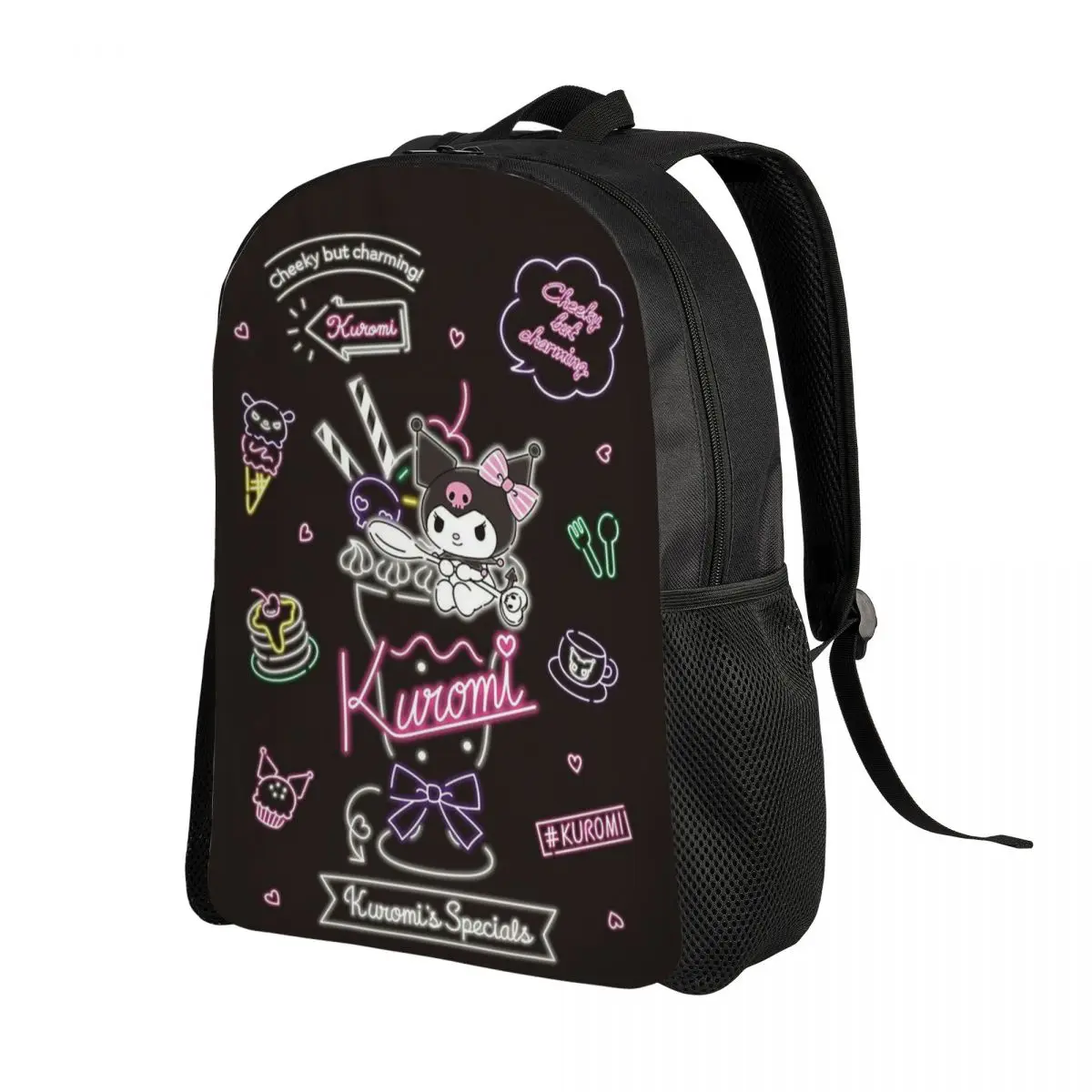 Benutzer definierte neue Anime Cartoon Kuromi Rucksäcke für Frauen Männer wasserdichte Schule College Tasche Druck Bücher tasche