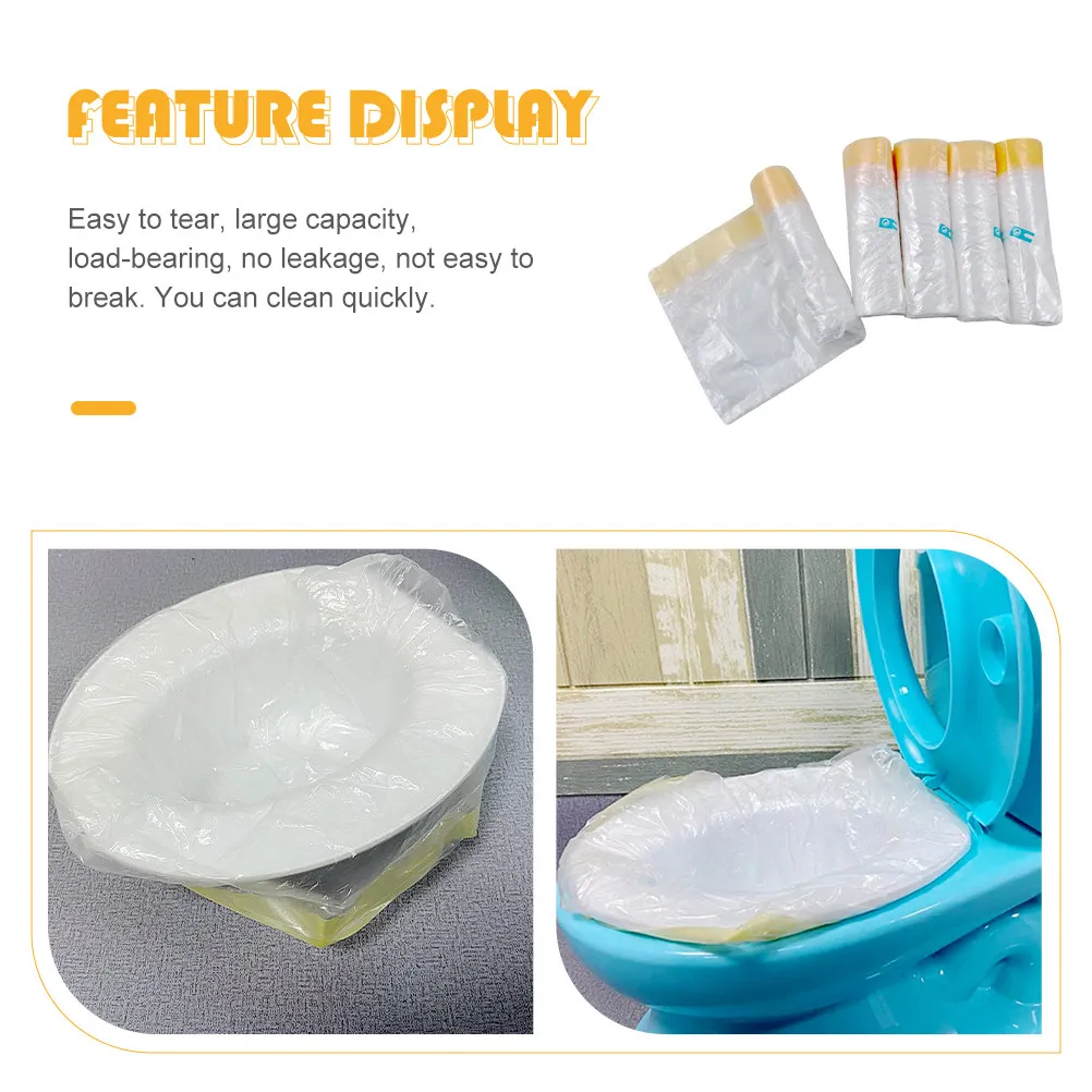 100pcs Toilet Garbage Liner Potty Seat Cleaning Bag Yellow Portable Travel PE Material Drawstring Storage Kids Training