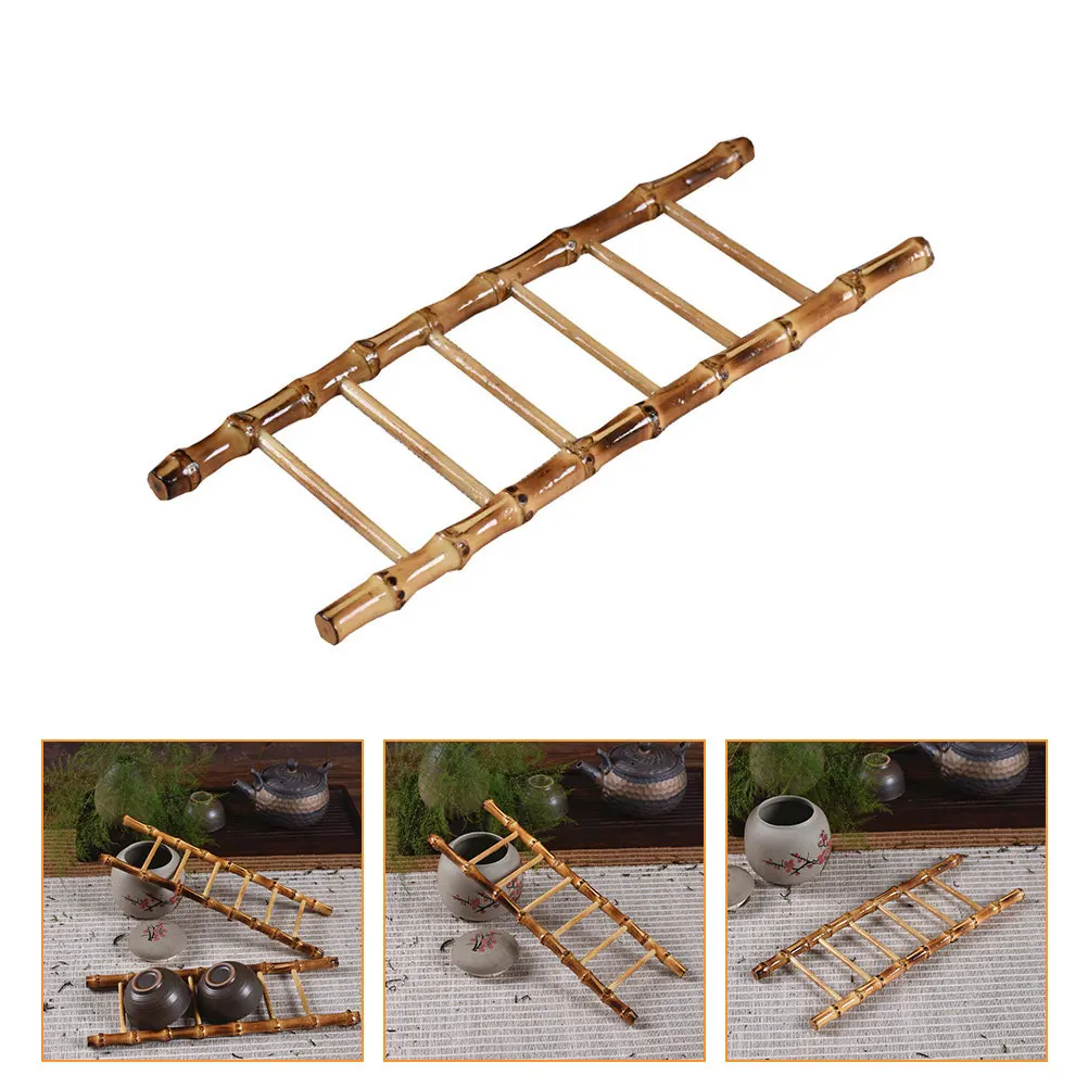 

Миниатюрная бамбуковая лестница с изысканным декором, реалистичный реквизит для фотосессий, украшение для дома, декор для чайной церемонии, бамбуковый орнамент