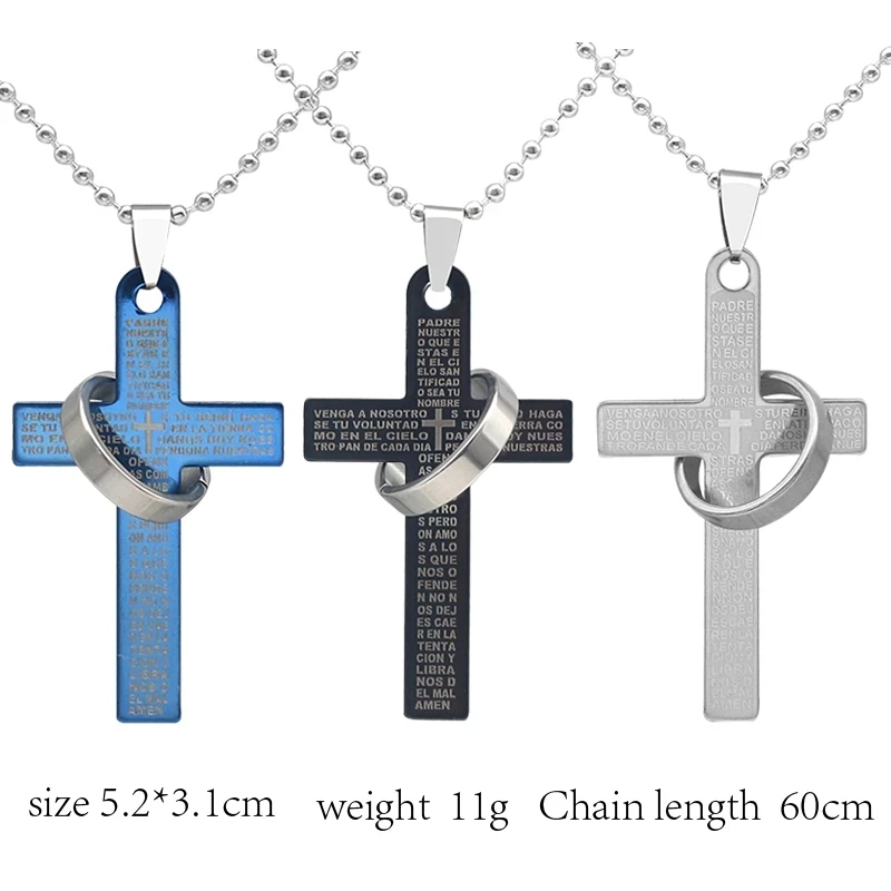 Trendy Cross Pendant Necklace Hip Hop Bible Verses Jesus Pray Cross Beads Chain Necklace Unisex Jewelry Drop Shipping Collares