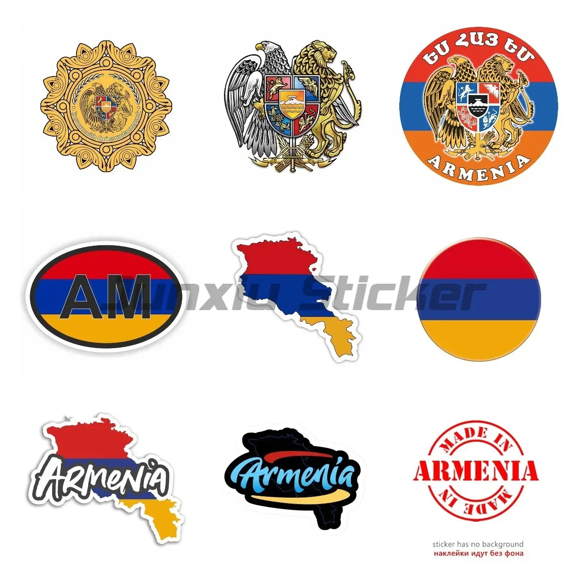 Die-cut Vinyl Decal Made In Armenia National Flag Car Sticker Waterproof Auto Decors on Car Body Bumper Rear Window