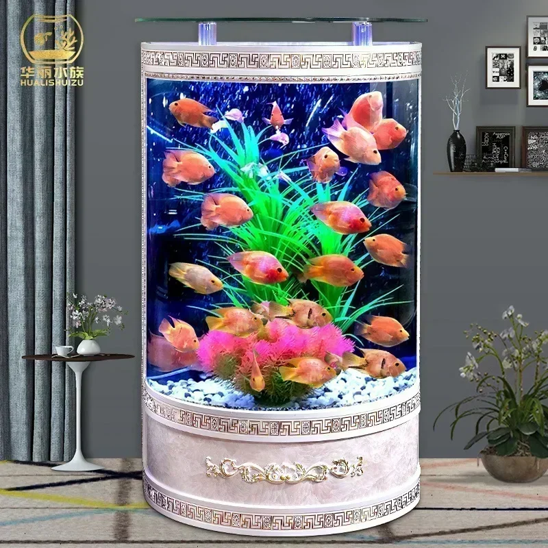 YY Aquarium Cylindrical Vertical Household Floor Large Ecological Change Water