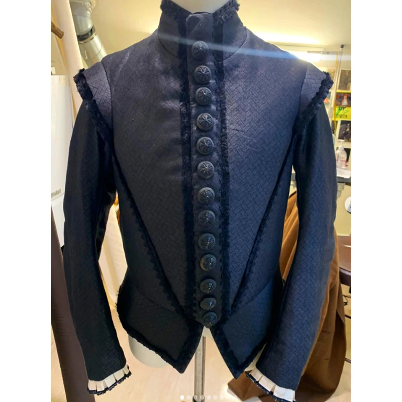 

Custom Made Mary and George Noblemen Cosplay Costume Mens Historical Black Uniform Top Jacket