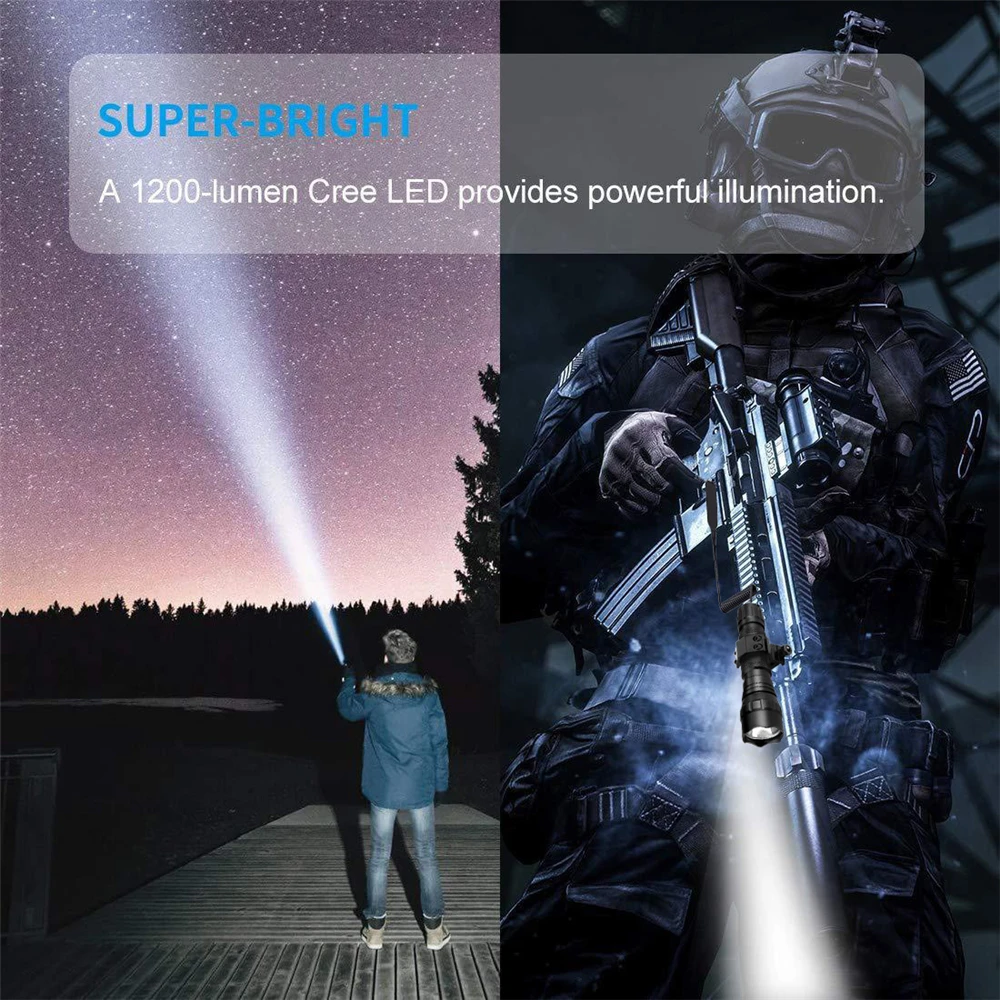 Tactical Flashlight 1200 lumens Hunting Flashlight Night Camping Light T6 / L2 LED 18650 Torch with Rail Mount