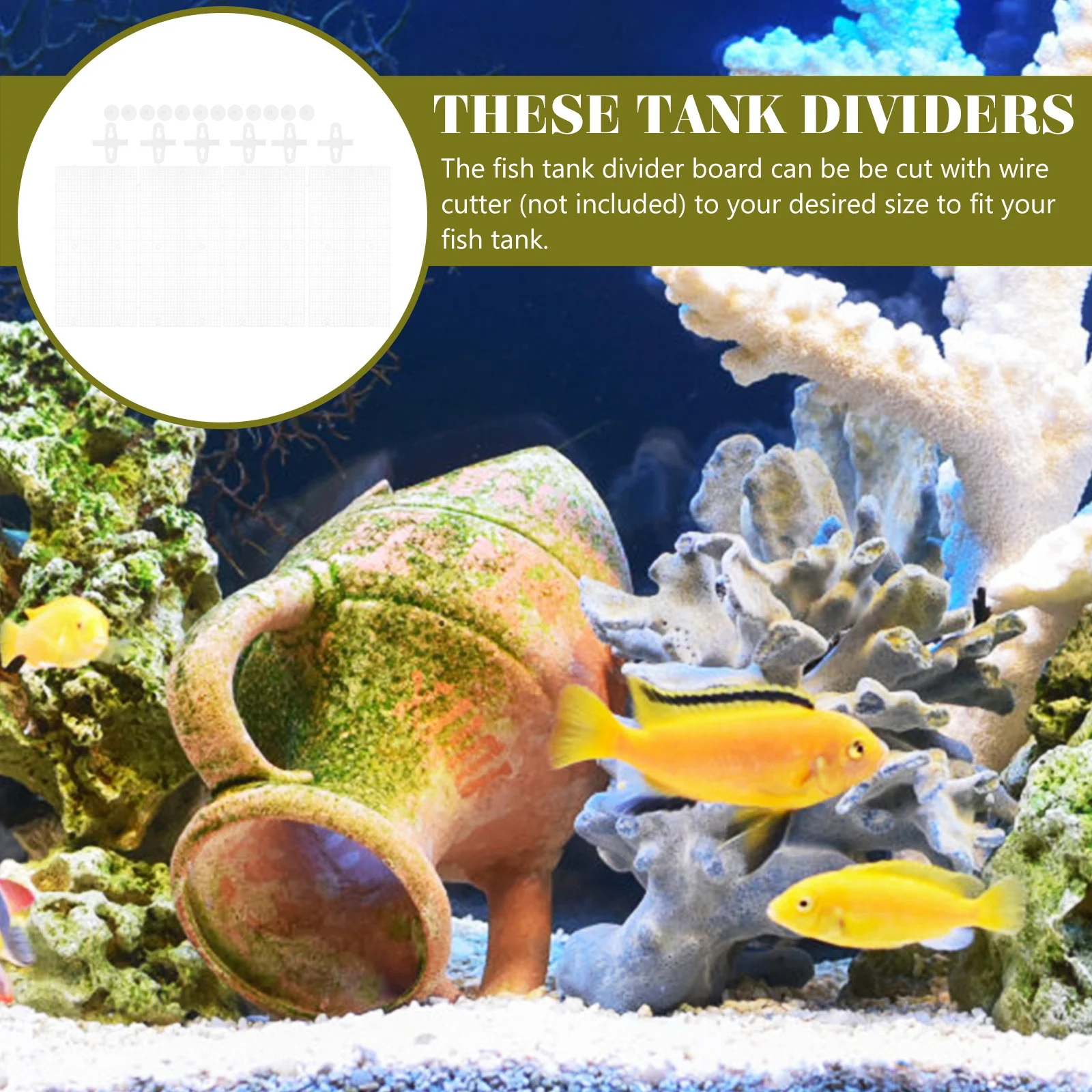 

4pcs Plastic Grid Aquarium Divider Bottom Fish Tank Isolation Board For Baby Fish Betta Separator With Suction Cups Cuttable