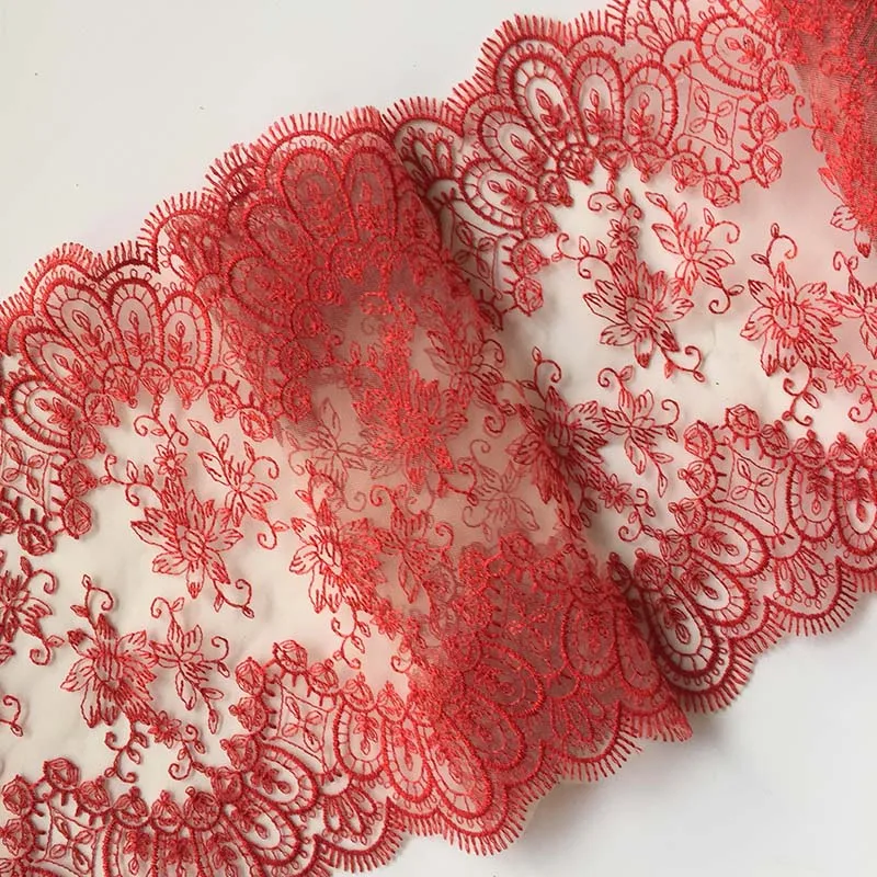 20/26Yards Two Tone Embroidery Tulle Lace Trim DIY Lingerie Sewing Fabrics Red Lace Fabrics for Bra Accessories Crafts