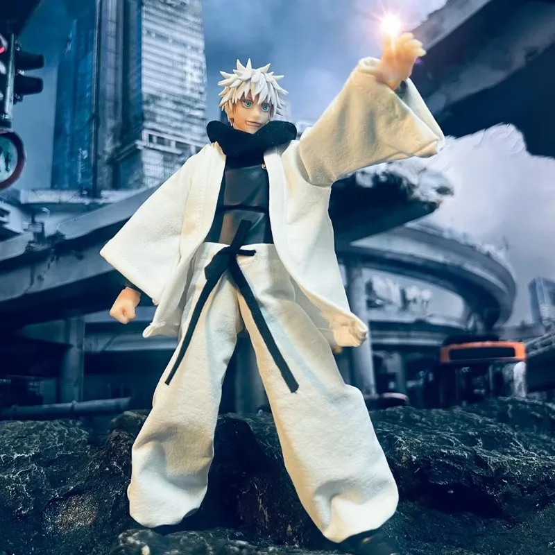 Shf 1/12 Scale Male White Coat Lantern Pants with Scarf Jujutsu Kaisen Gojo Satoru Action Figure Clothes Set for 6