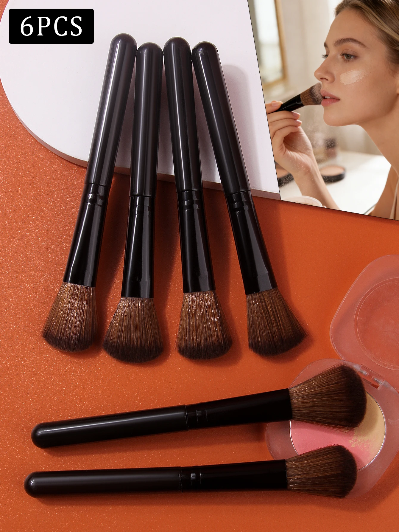 Soft-bristled blush brush, arc-shaped loose powder contouring brush, highlight brush, smudge brush, professional makeup brush