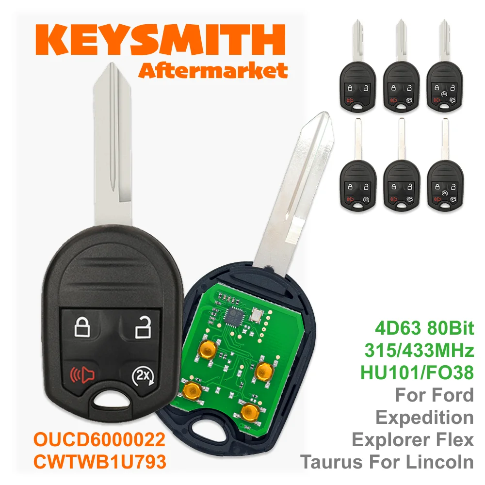 

KEYSMITH Remote Key CWTWB1U793 OUCD6000022 315/433 4D63-80bit Remote Smart For Ford Expedition Explorer Flex Taurus Lincoln