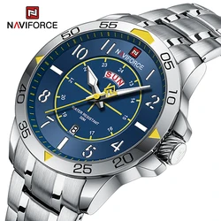 NAVIFORCE Fashion Style 9204S Mens Wristwatch Stainless Steel Waterproof Watches for Man Quartz Calendar Clock Relogio Masculino