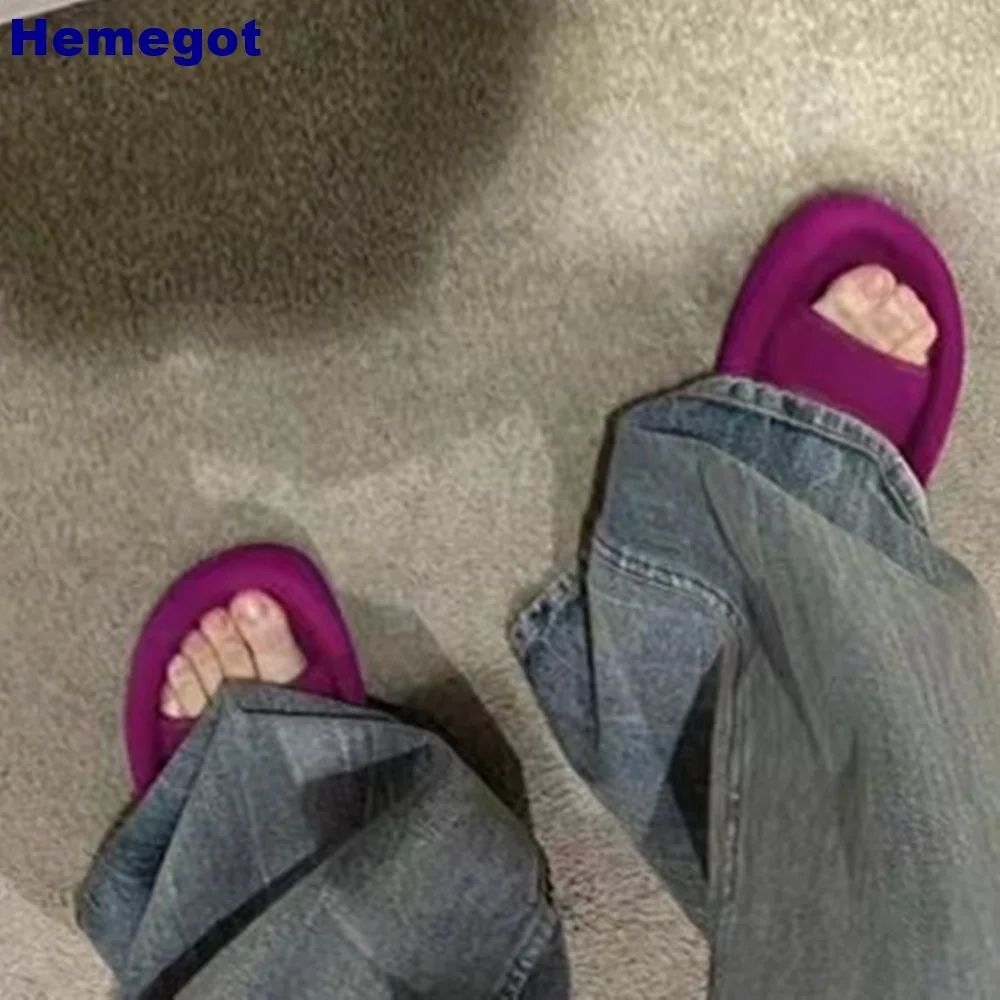 Platform Open Toe Rose Red Slippers 2024 Summer New Outdoor Casual Beach Slippers Slip On Fashion Ladies Slides