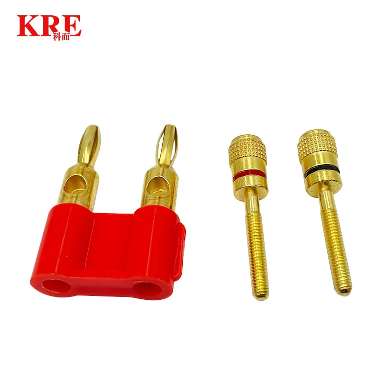 8PCS High Quality Double Row 4mm Banana Plug Connector Gold Plated Speaker Plug Adapter Two-position Audio Plug Cross Plug