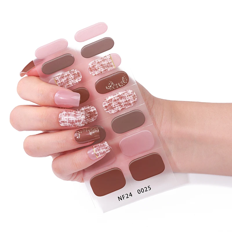 16 نصائح الفرنسية شبه علاج هلام مسمار ملصقات بسيطة شريط هلام مسمار شرائط ذاتية اللصق هلام مسمار يلتف غطاء كامل UV مسمار ملصقا