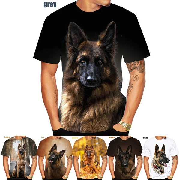 2021 New Fashion Unisex 3D Printed German Shepherd T-shirt Cute T-shirt Men\'s T-shirt size XS-5XL